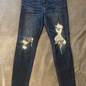 American Eagle Outfitters Blue Skinny Distressed Jeans
